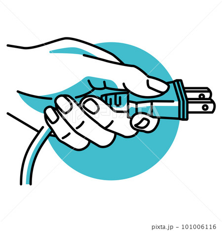 AC電源コードを持つ手 101006116