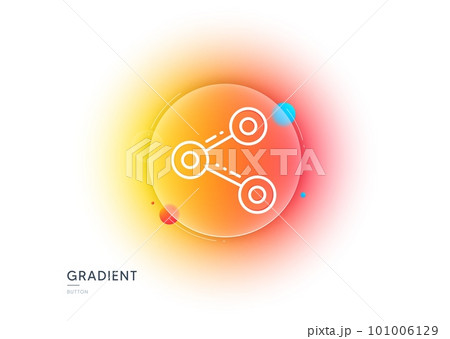 Share line icon. Gradient blur button with glassmorphism. Social media sign. Follow symbol. Transparent glass design. Share line icon. Vector 101006129