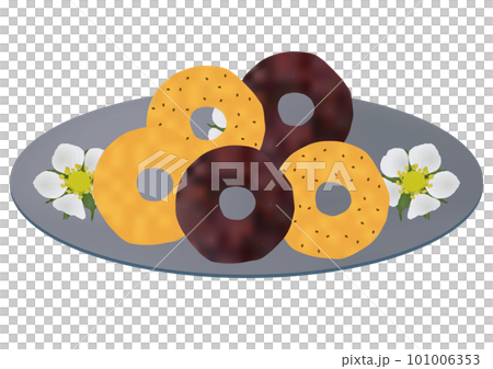 "3 types of donuts" plain chocolate chocolate chip gray dish floral pattern "3 types of donuts" plain chocolate chocolate chip gray dish floral pattern 101006353