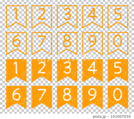 Hand-drawn crayon material, ribbon-shaped number icon set 101007050