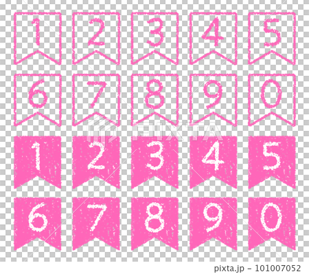 Hand-drawn crayon material, ribbon-shaped number icon set Hand-drawn crayon material, ribbon-shaped number icon set 101007052