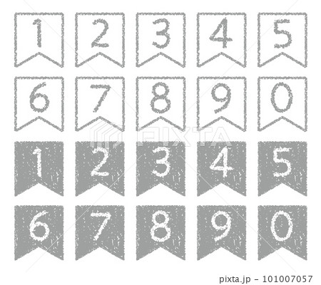 手描きのクレヨン素材 リボン型の数字アイコンセット 手描きのクレヨン素材 リボン型の数字アイコンセット 101007057