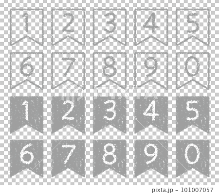 手描きのクレヨン素材 リボン型の数字アイコンセット 手描きのクレヨン素材 リボン型の数字アイコンセット 101007057