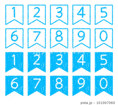 手描きのクレヨン素材 リボン型の数字アイコンセット 手描きのクレヨン素材 リボン型の数字アイコンセット 101007060