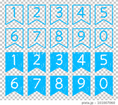 手描きのクレヨン素材 リボン型の数字アイコンセット 手描きのクレヨン素材 リボン型の数字アイコンセット 101007060