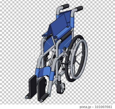 斜め前から見た折りたたみ車椅子のイラストのイラスト素材 [101007081