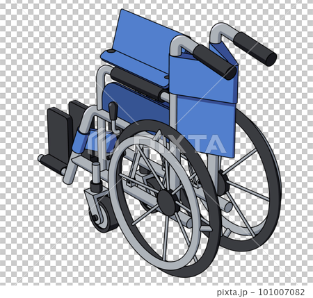 斜め後ろから見た折りたたみ車椅子のイラスト 101007082