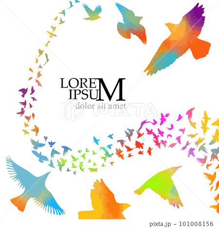 Abstract colored flying birds. Mixed media. Vector illustration Abstract colored flying birds. Mixed media. Vector illustration 101008156