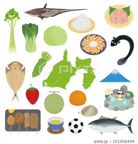 静岡県の名物のイラストセット 静岡県の名物のイラストセット 101008489
