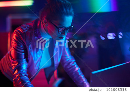 pensive elegant 40 years old woman in glasses with laptop pensive elegant 40 years old woman in glasses with laptop 101008558