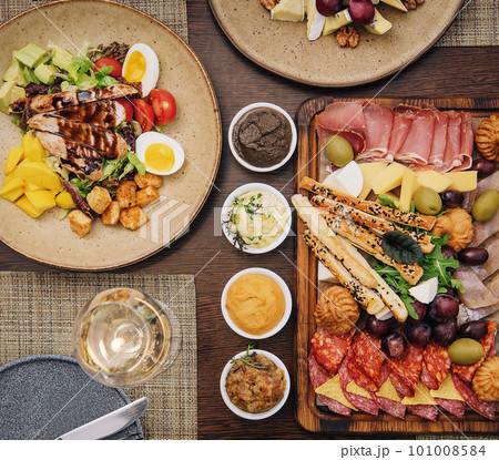 large assortment italian antipasti top view 101008584