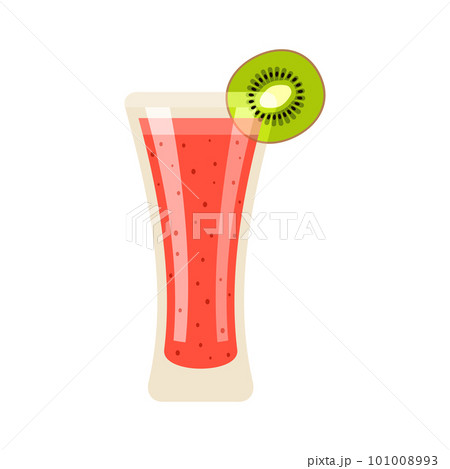 Smoothie with slice of kiwi fruit. Vector illustration. 101008993