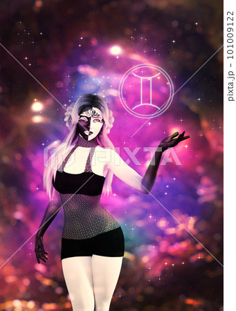 Half black half white Gemini girl 101009122