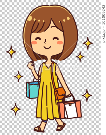 購物女人全身插圖素材 101009242