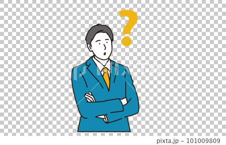 疑問を感じるスーツ姿の若い男性 疑問を感じるスーツ姿の若い男性 101009809