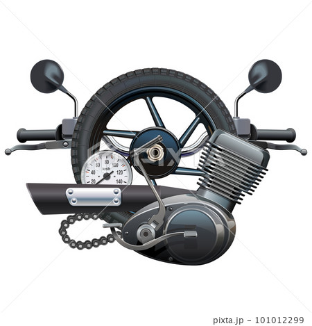 Vector Motorbike Spare Parts with Black Engine 101012299