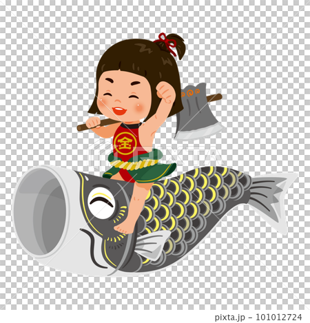 鯉のぼりに乗る笑顔の金太郎1 鯉のぼりに乗る笑顔の金太郎1 101012724