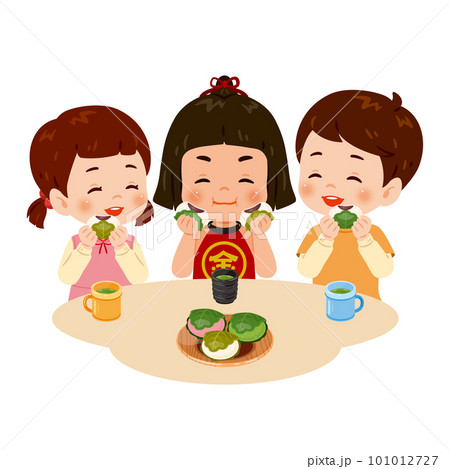 柏餅を食べる子どもたち 柏餅を食べる子どもたち 101012727