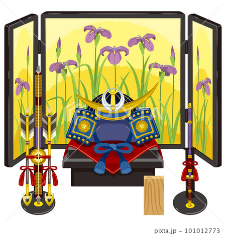 兜飾り　青　屏風セット1 101012773