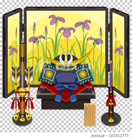 兜飾り　青　屏風セット1 101012773