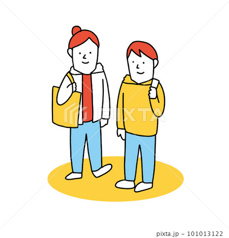 大学生・フリーター・ヤングアダルトの男女のイラスト 101013122