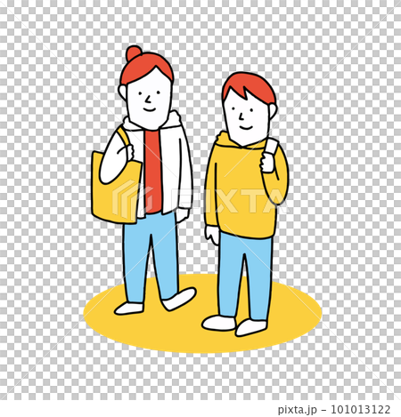 大学生・フリーター・ヤングアダルトの男女のイラスト 101013122