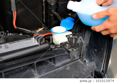 ウォッシャー液を注ぐ男性の手 ウォッシャー液を注ぐ男性の手 101013974