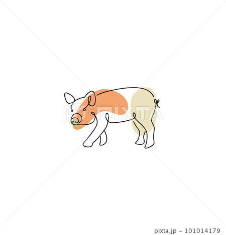 Chinese Zodiac symbol Pig illustration in line art 101014179