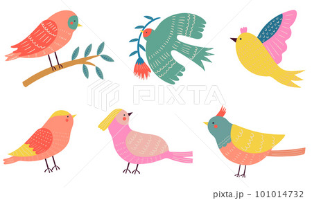 カラフルな鳥のイラストセットのイラスト素材 [101014732] - PIXTA