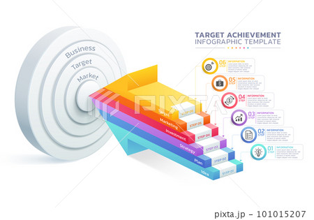 target achievement staircase infographic steps template background 101015207