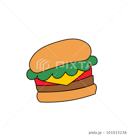 ハンバーガーのラフなイラスト ハンバーガーのラフなイラスト 101015236