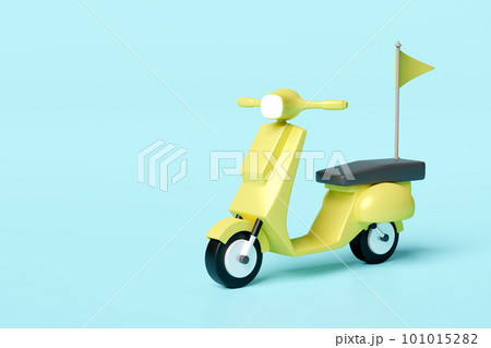 Online delivery or online order tracking concept, Fast package shipping with scooter, flag isolated on blue background. 3d illustration render, clipping path Online delivery or online order tracking concept, Fast package shipping with scooter, flag isolated on blue background. 3d illustration render, clipping path 101015282