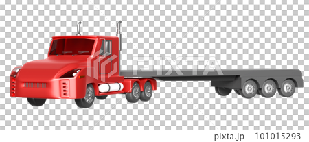 red tractor and trailer or semi truck. 3d illustration or 3d render 101015293