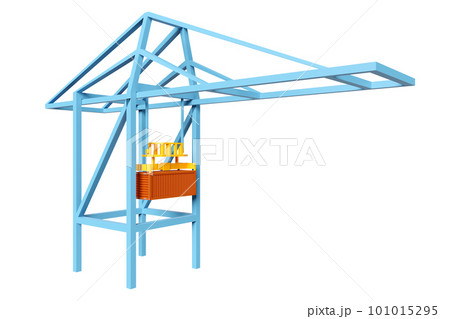3d container gantry crane isolated. logistic import export concept, 3d illustration render 101015295