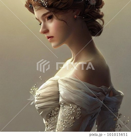 AI生成、白いドレスの女性のイラスト素材 [101015651] - PIXTA