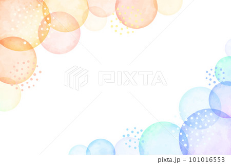 水彩風　カラフルなドットのコーナーフレーム素材ベクターイラスト上下セット 101016553