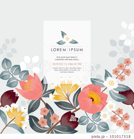 Vector illustration of a floral frame decorated with April flowers. Vector illustration of a floral frame decorated with April flowers. 101017318