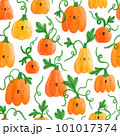 Cute cartoon pumpkin seamless pattern, illustration 101017374