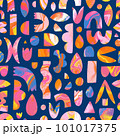 Fun inky abstract seamless pattern, illustration 101017375