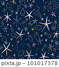 Stars and comets in the sky, colorful scribble seamless pattern 101017378
