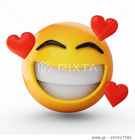 3D Rendering falling in love emoji isolated on white background 3D Rendering falling in love emoji isolated on white background 101017582