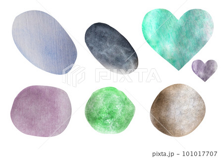 Watercolor spots of different shapes.A set of watercolor circles. Watercolor spots drawing. 101017707