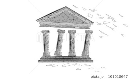 3D banking system failure crisys. Low poly financial international collapse problem risk. Investment economy fail vector illustration 101018647