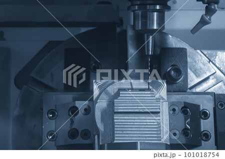 The hi-technology injection mold part manufacturing process by 5-axis machining center. The hi-technology injection mold part manufacturing process by 5-axis machining center. 101018754