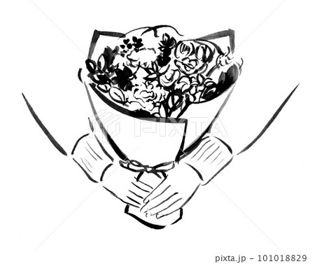 花束を持つ手のイラスト 花束を持つ手のイラスト 101018829