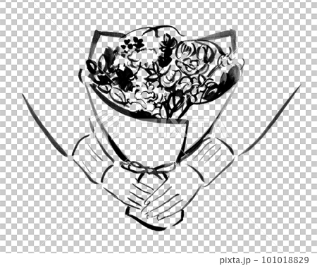 花束を持つ手のイラスト 花束を持つ手のイラスト 101018829
