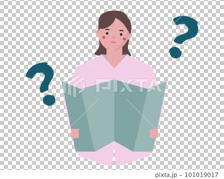 一個女人在看地圖一個迷路的女人矢量圖 一個女人在看地圖一個迷路的女人矢量圖 101019017