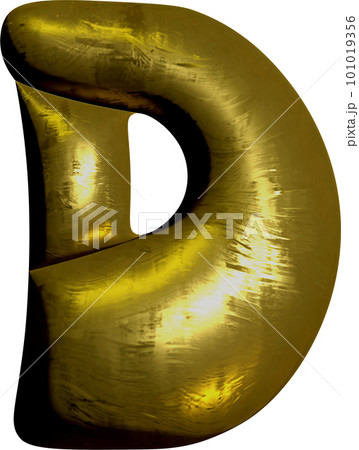 Shiny gold balloon metallic letter D capital. 101019356