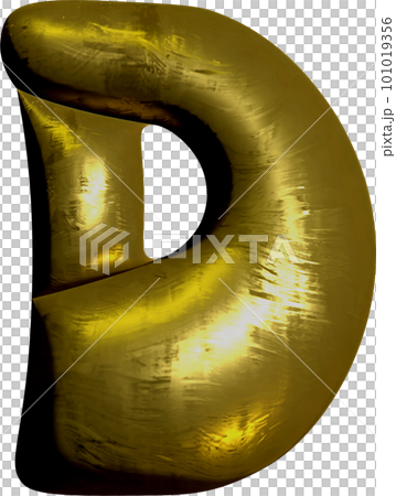 Shiny gold balloon metallic letter D capital. 101019356