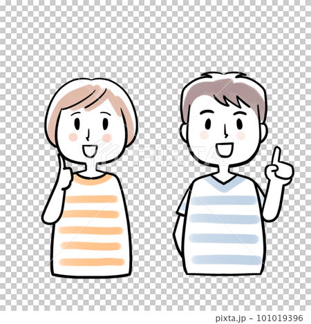 男人和女人微笑著指指點點 101019396